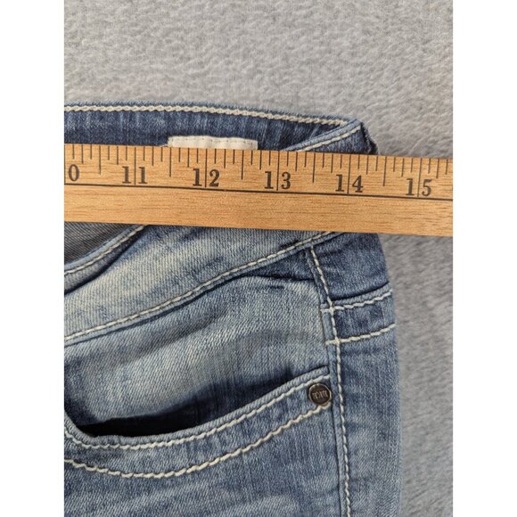 BKE Jeans Womens SZ 28 Blue Payton Slim Straight Embroidered Distressed Whiskers - Picture 4 of 15